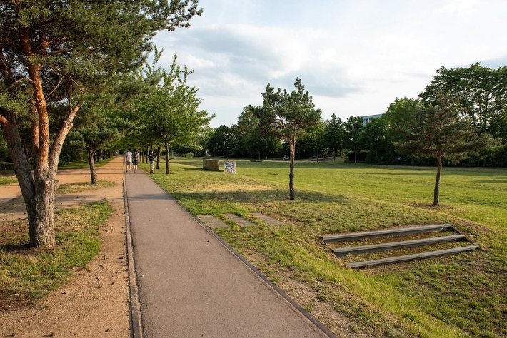 Durch Halle entlang der Hafenbahntrasse